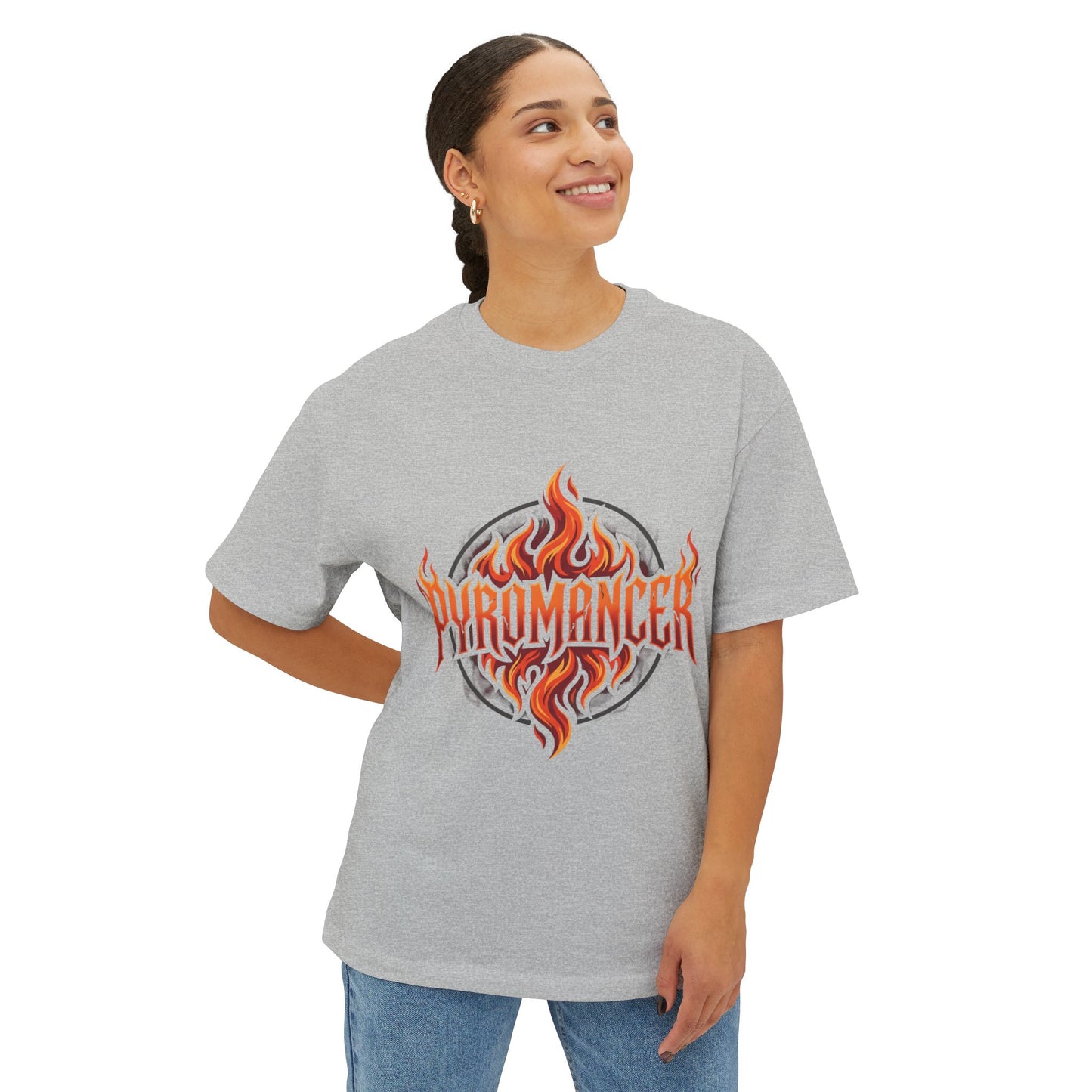 Pyromancer Flame Graphic Tee — Oversized Boxy T‑Shirt