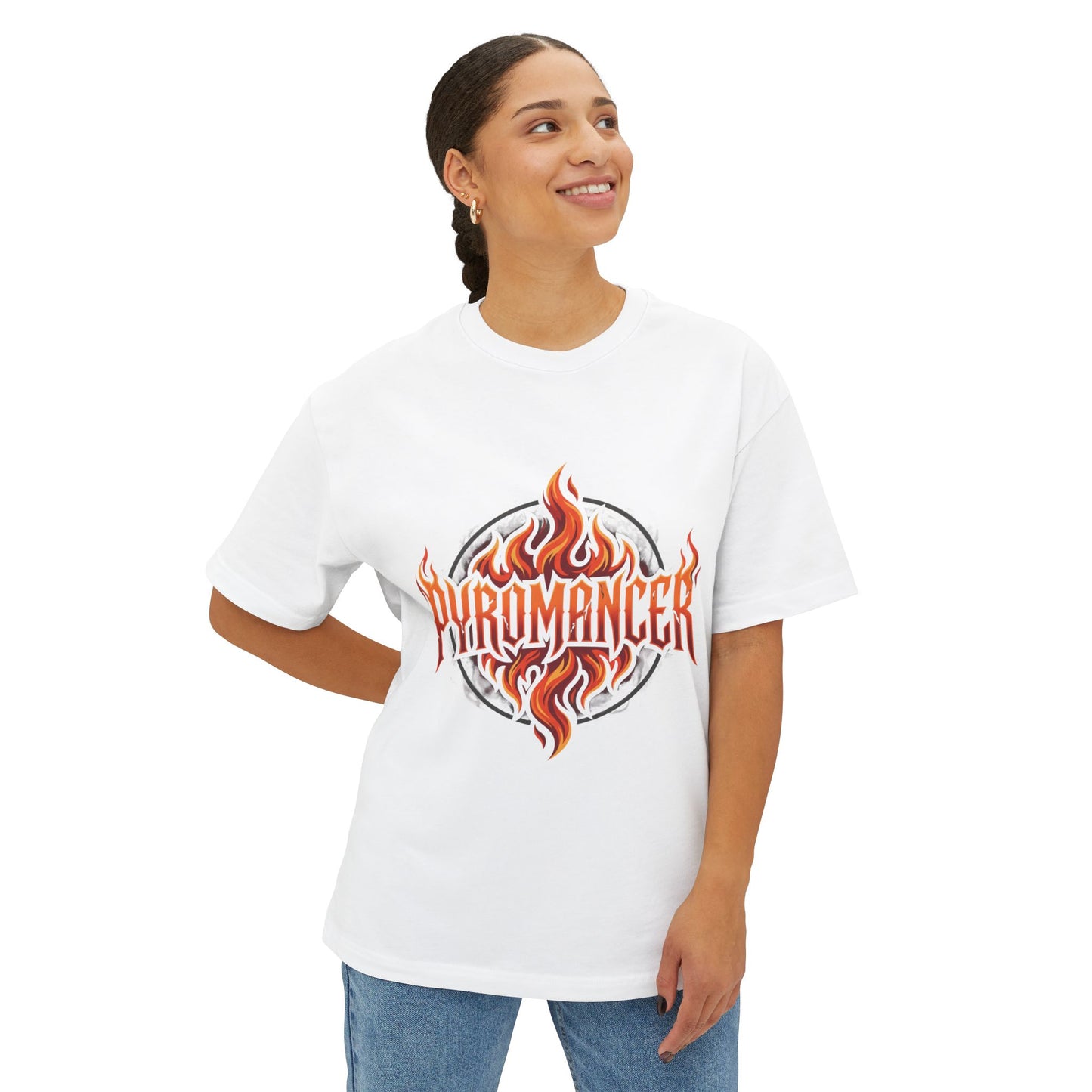 Pyromancer Flame Graphic Tee — Oversized Boxy T‑Shirt