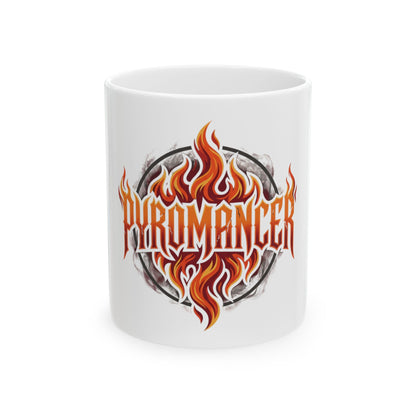 Pyromancer Fire Logo Mug — Flame Fantasy Ceramic Coffee Cup (11oz & 15oz)
