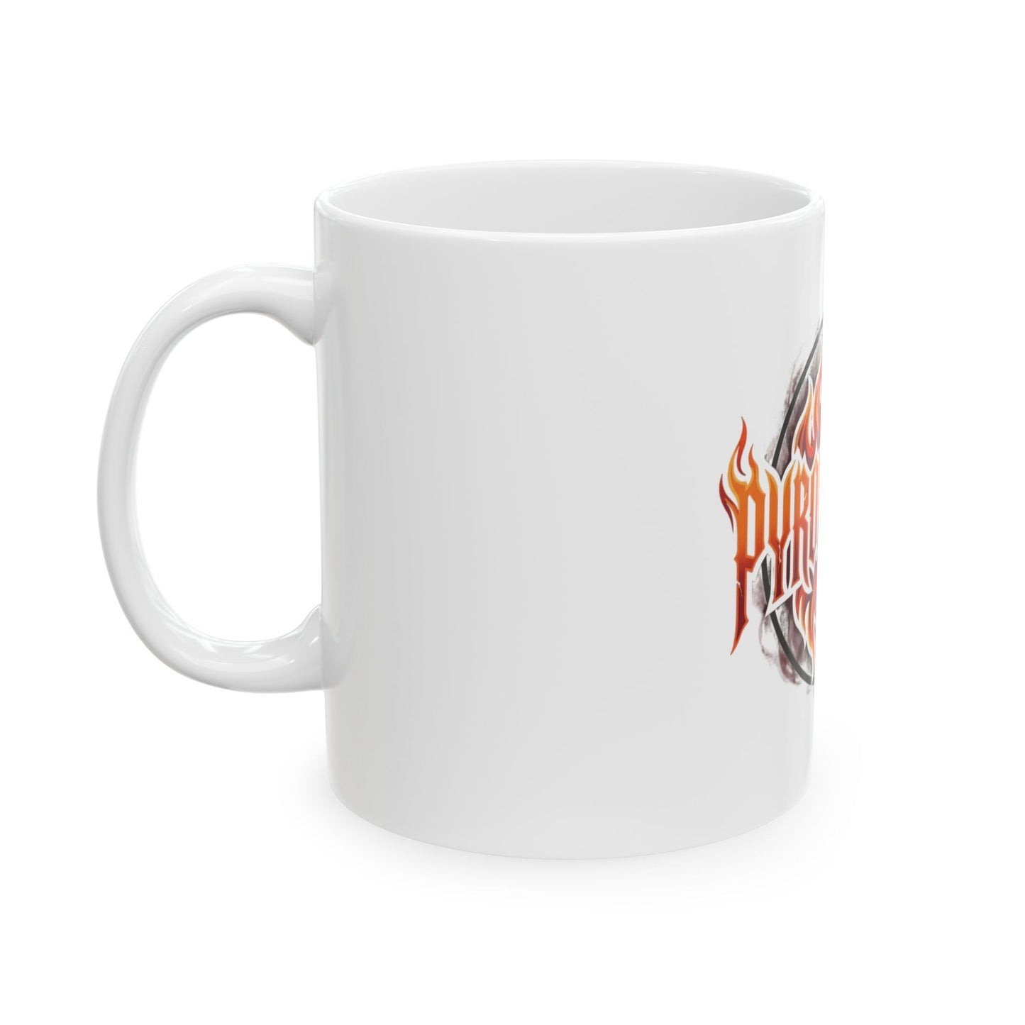 Pyromancer Fire Logo Mug — Flame Fantasy Ceramic Coffee Cup (11oz & 15oz)