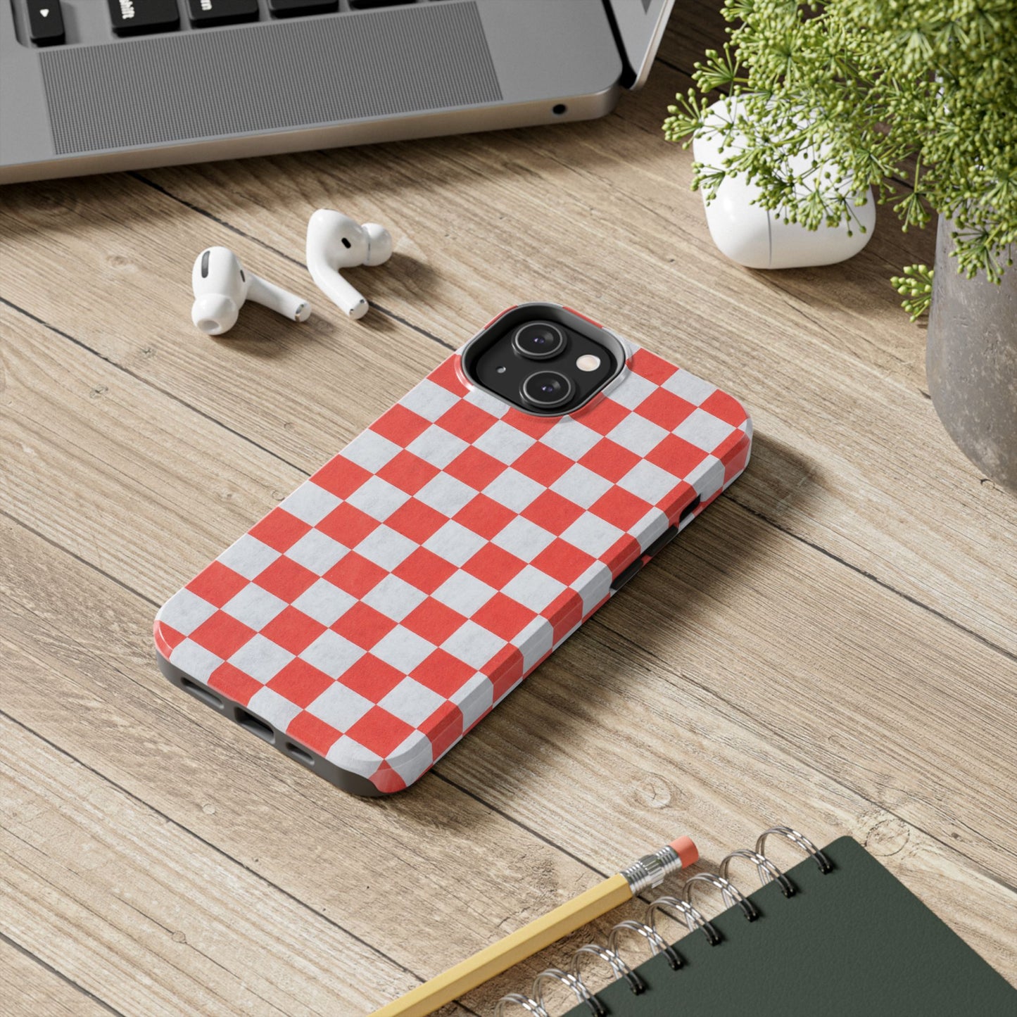 Red Checkered Tough Phone Cases