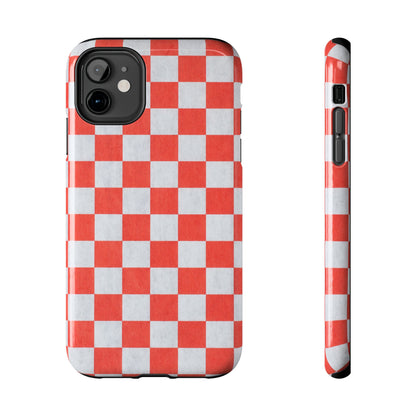 Red Checkered Tough Phone Cases